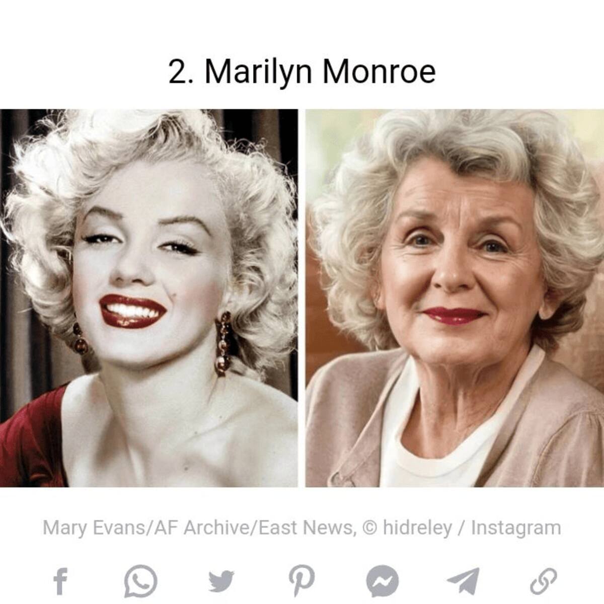 Marylin Monroe ha sido recreada por la Inteligencia Artificial con la imagen que tendría en la actualidad | Instagram @Hidreley