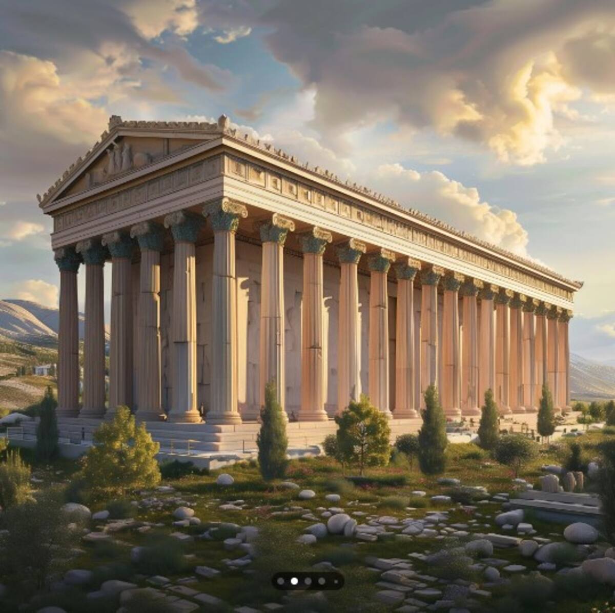 El Templo de Artemisa en Éfeso: Un majestuoso templo dedicado a la diosa Artemisa, construido y destruido varias veces en la antigua ciudad de Éfeso, en la actual Turquía.