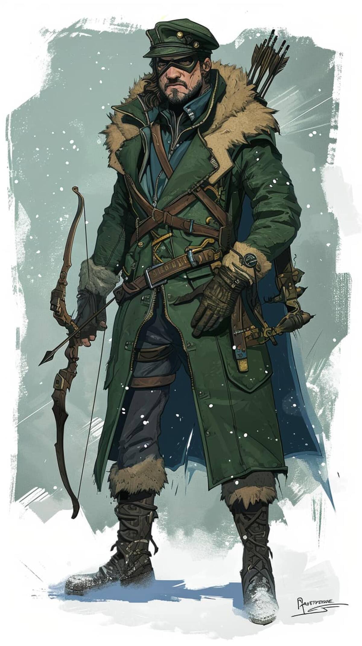 Green Arrow en estilo steampunk según una IA