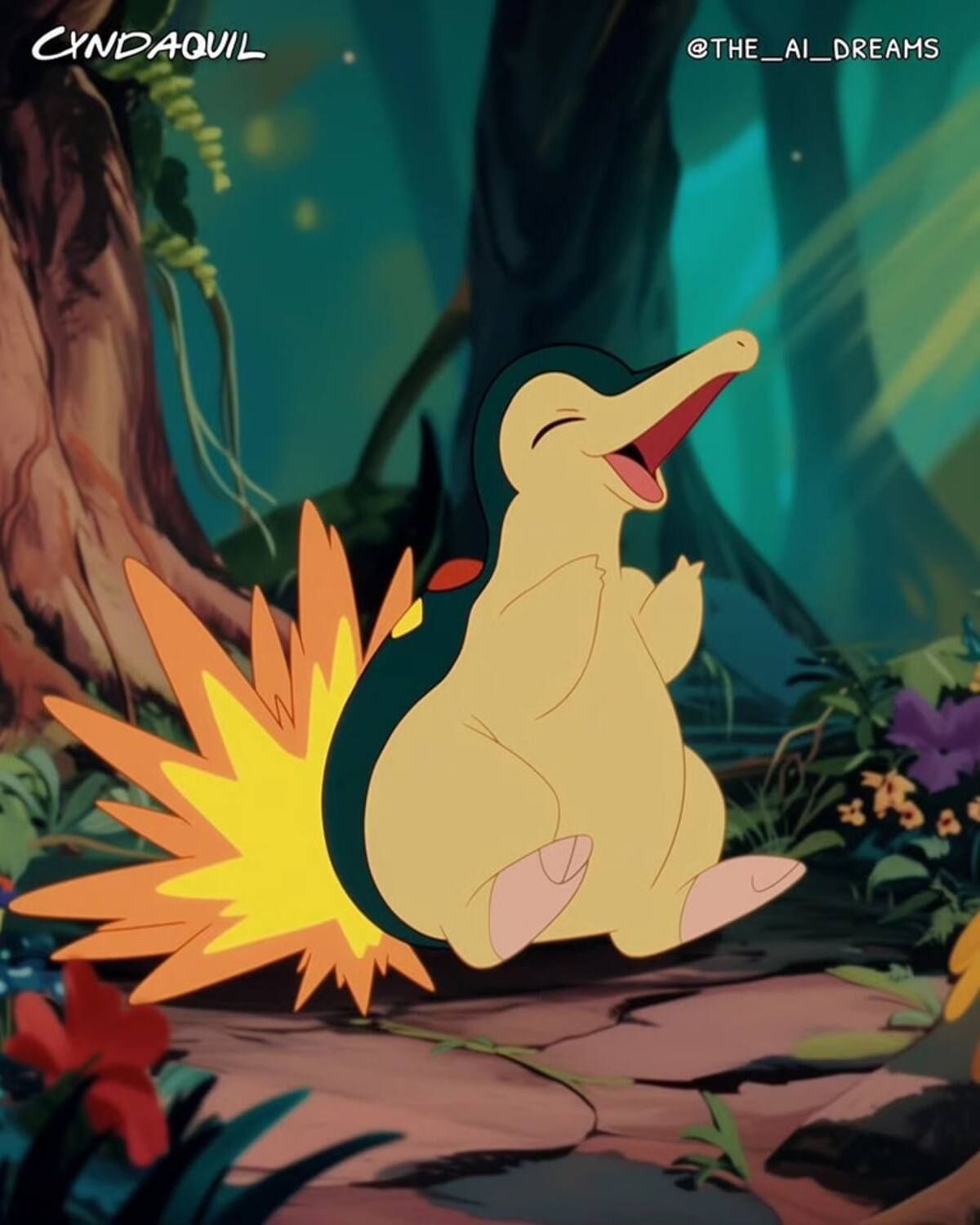 Cyndaquil en versión Disney según una IA