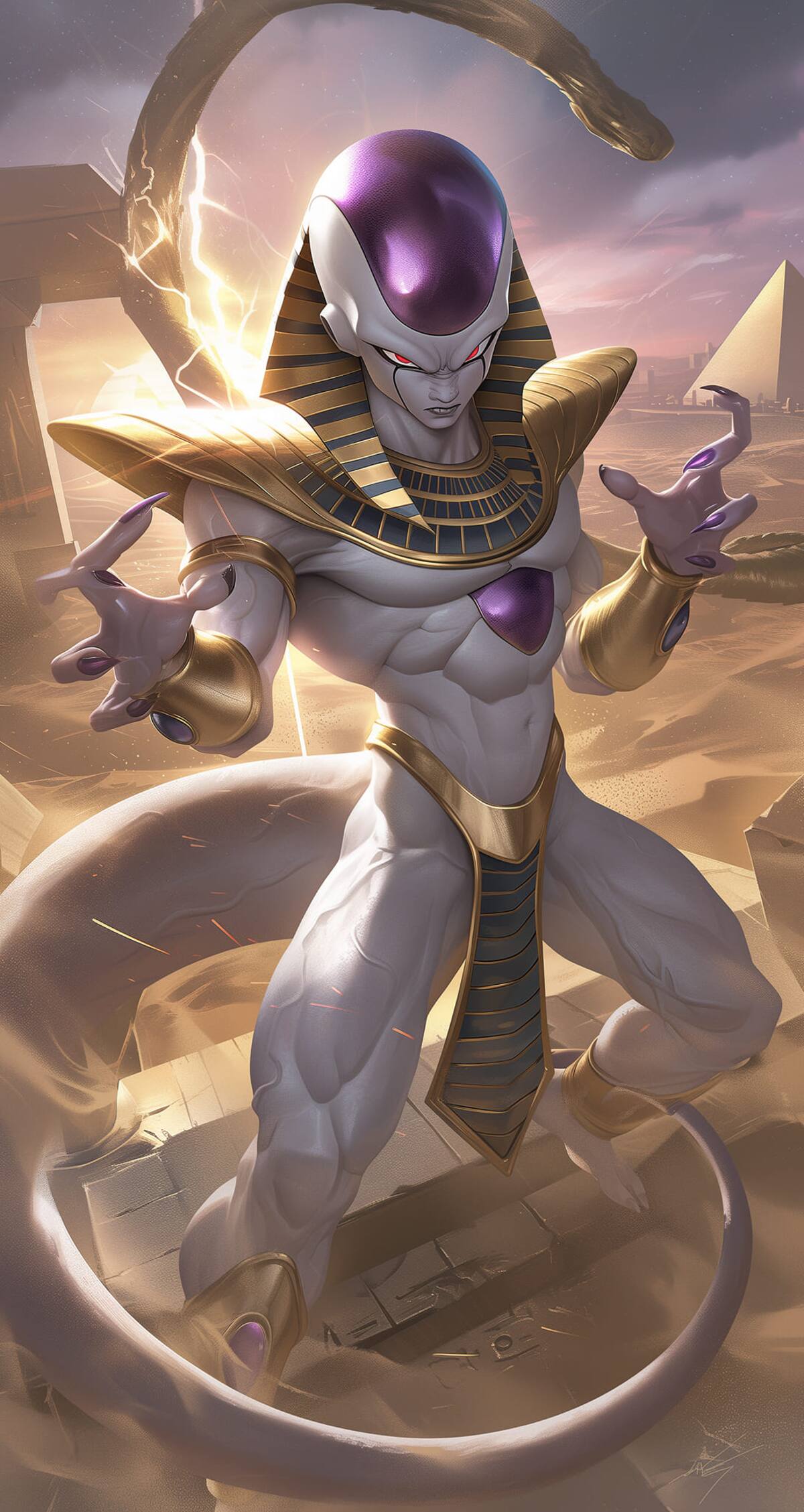 Freezer es representado como el un faraón del Antiguo Egipto