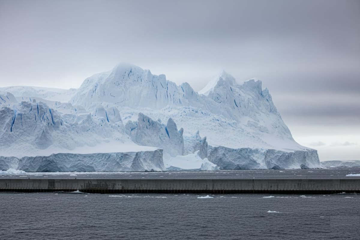 Un muro frente al glaciar Thwaites, la polémica propuesta para frenar su deshielo. Foto: Gemini