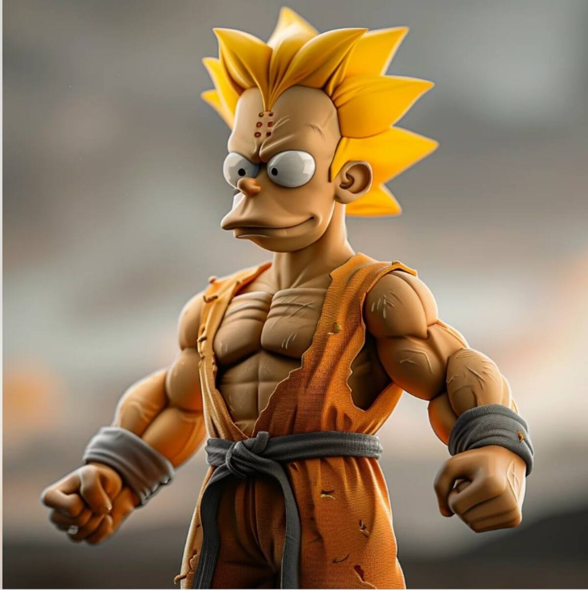 Los Simpson han hecho múltiples referencias y parodias de Dragon Ball a lo largo de sus episodios, destacando la influencia que la serie japonesa ha tenido en la cultura pop occidental. Fuente: Midjourney