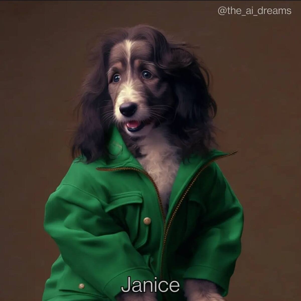 Jainice de Friends en estilo cachorro según una IA