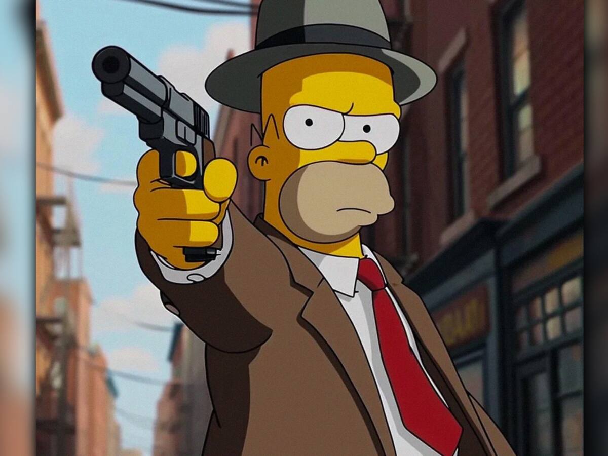 Así se verían los Simpson como una familia de mafiosos al estilo “El Padrino”, según inteligencia artificial