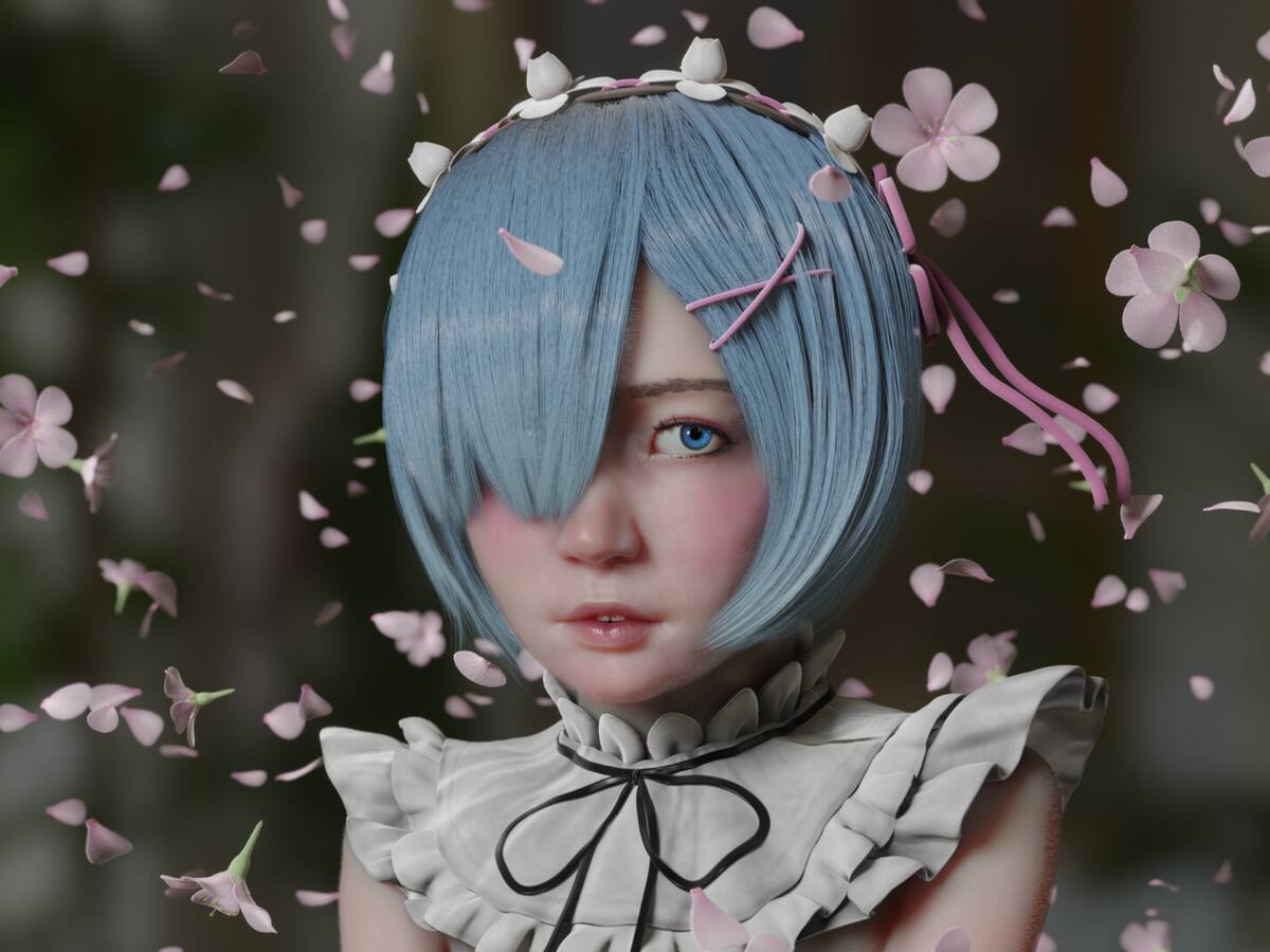 Así se vería la popular Rem de Re:Zero según la inteligencia artificial