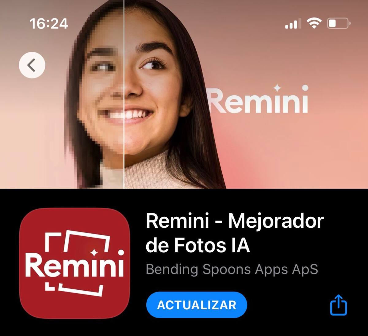 Captura de pantalla de la app Remini - Mejorador de fotos con IA