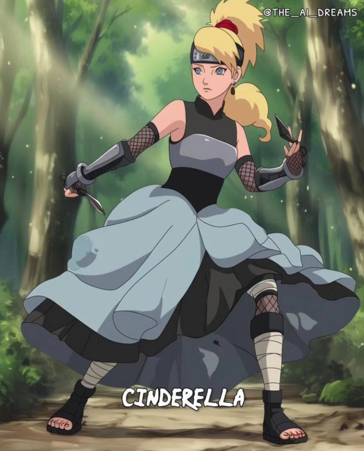 Cindirella en estilo de Naruto según una IA