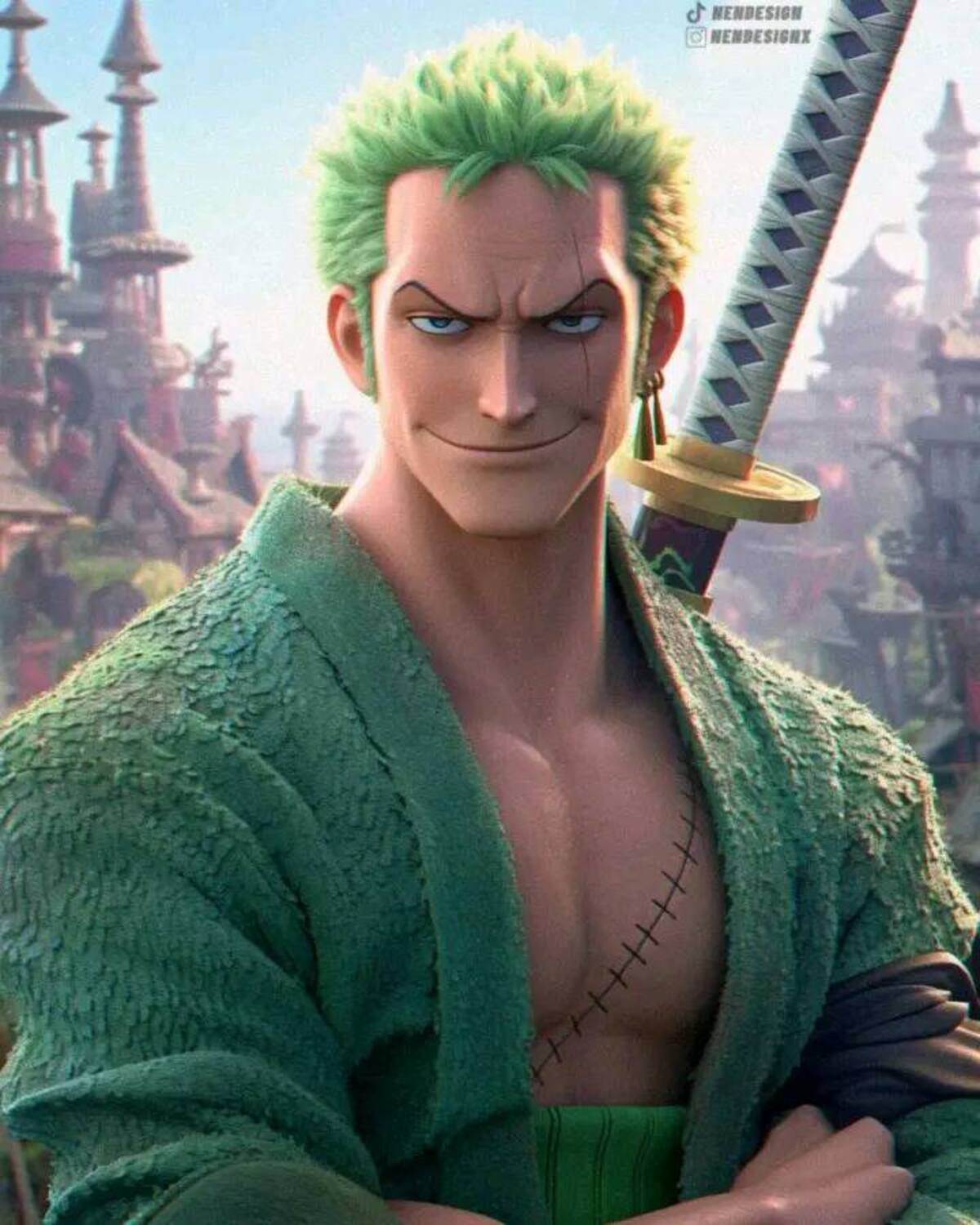 Zoro reimaginado en estilo Pixar según una IA