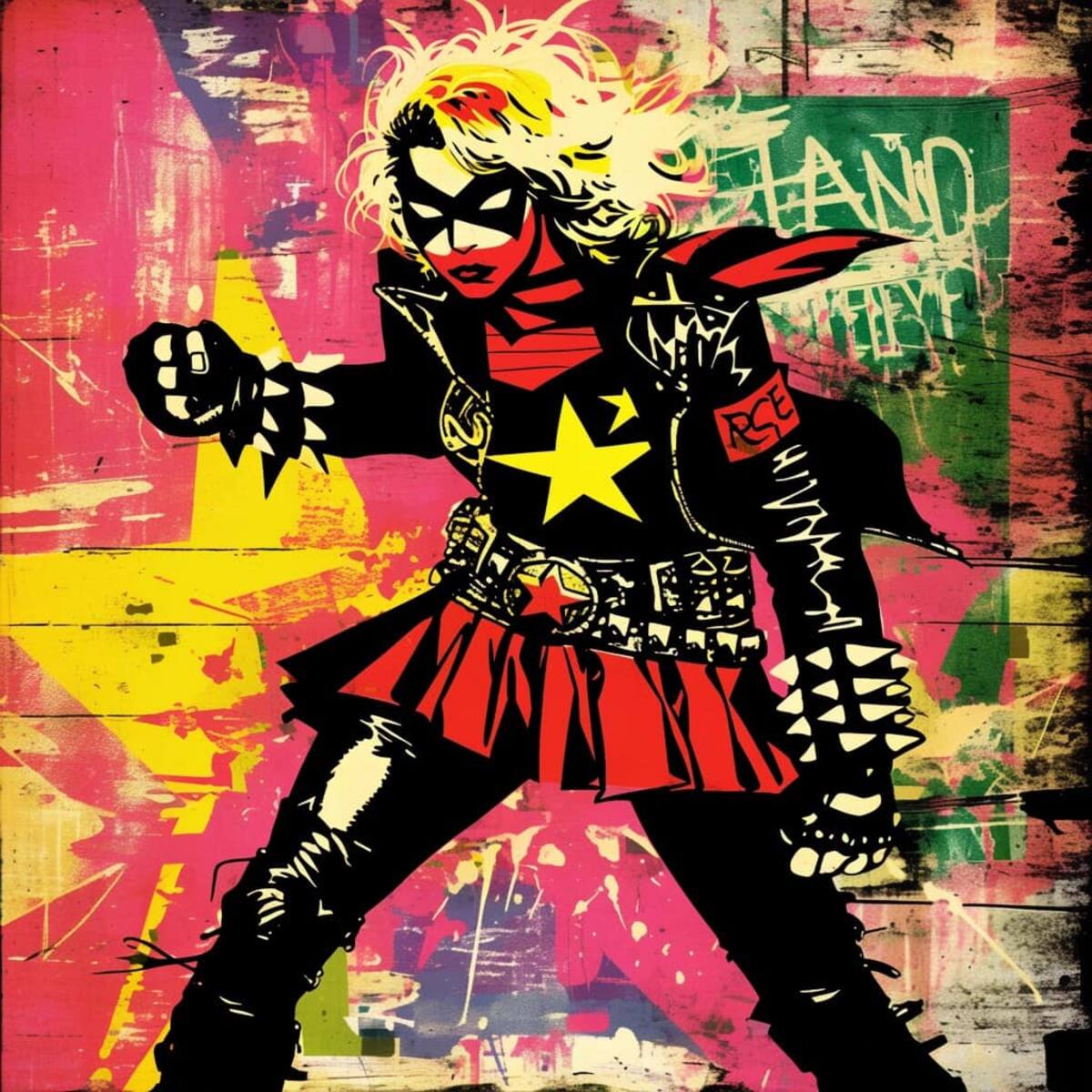 Capitana Marvel en estilo anarquista según una IA