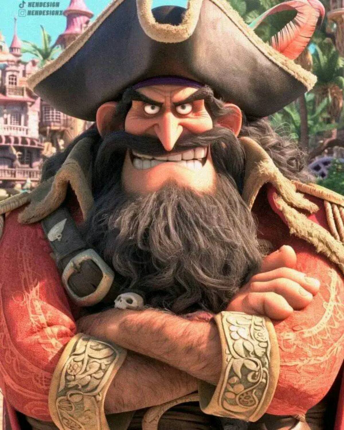 Barba Negra en estilo Pixar según una IA