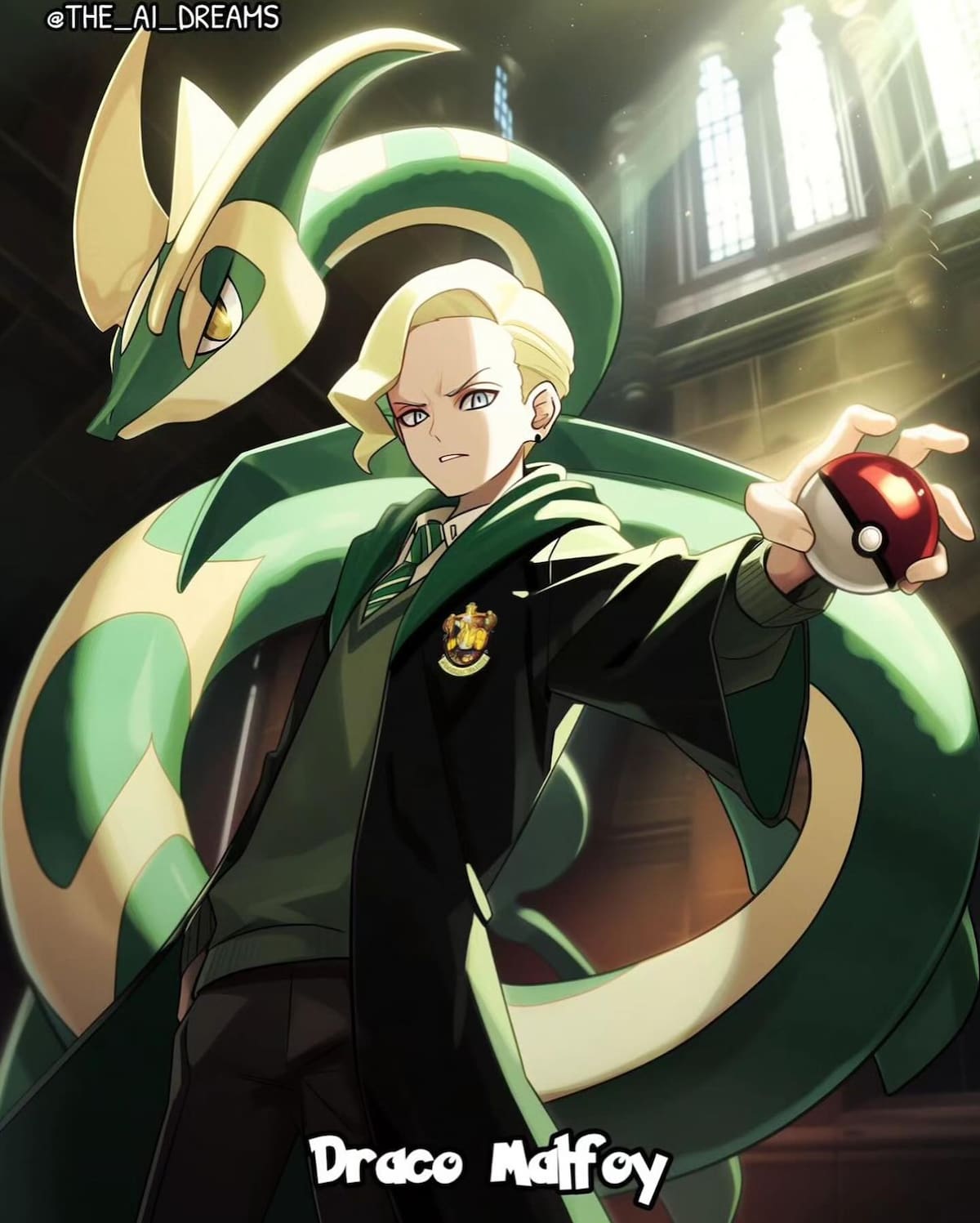 Draco Malfoy de "Harry Potter" en el universo Pokemon segun una IA