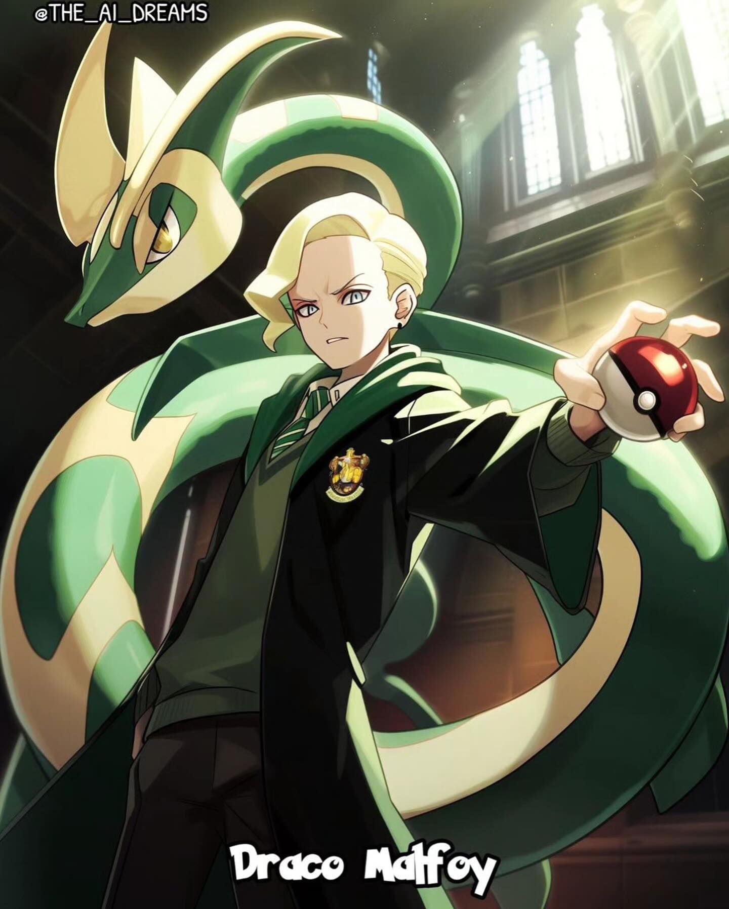 Draco Malfoy de "Harry Potter" en el universo Pokemon segun una IA